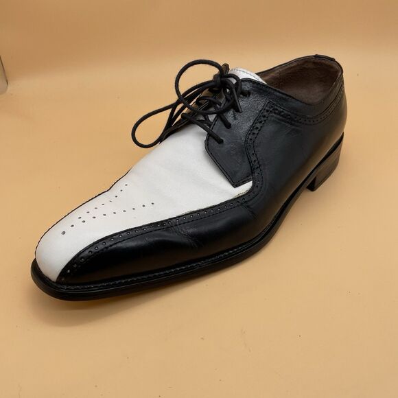 Stacy Adams Atticus Two Tone Wingtip Dress Shoes Men’s 11M Black/White Dandy - Picture 2 of 16